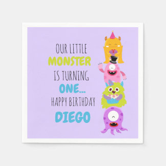 我々の小さな怪物はナプキンを1つ回している スタンダードカクテルナプキン