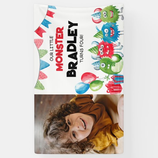 我々の小さな怪物 |誕生日パーティー 横断幕 (縦)