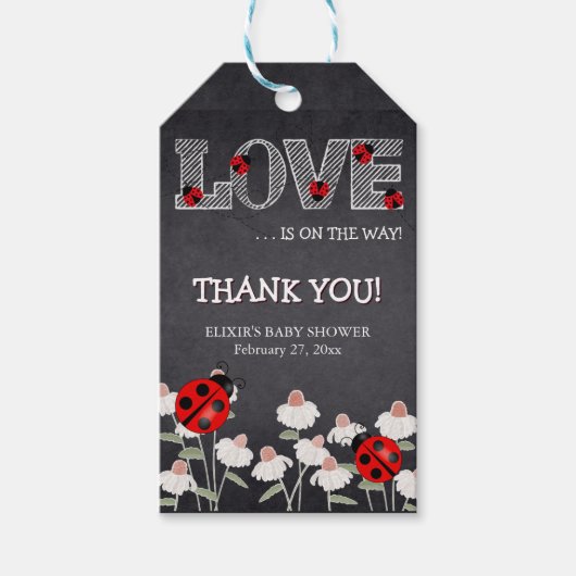 我々の小さな愛のバグchalkboard赤ちゃんシャワー ギフトタグ (正面)