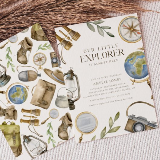 我々の小さな探検家 |アドベンチャーが赤ちゃんシャワーを待つ 招待状