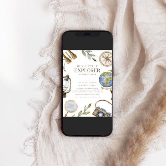 我々の小さな探検家 |アドベンチャーが赤ちゃんシャワーを待つ 招待状