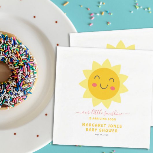 我々の小さな日照微笑む太陽の赤ちゃんシャワー紙 スタンダードランチョンナプキン