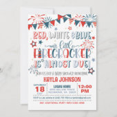 我々の小さな爆竹はほとんどデューベイビーシャワー 招待状 (正面)