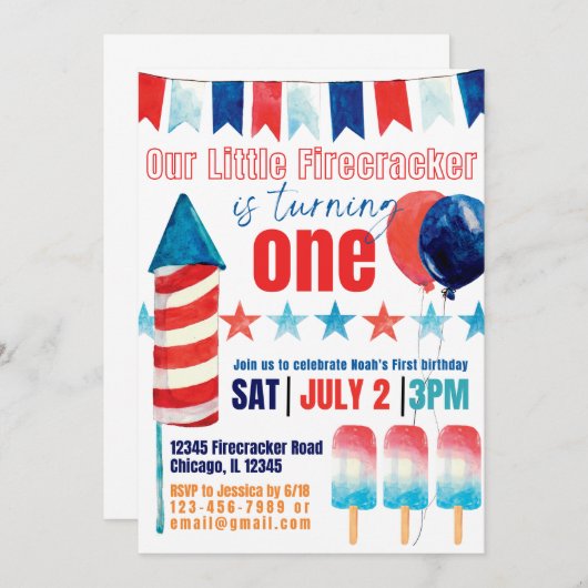 我々の小さな爆竹は一つの招待状を回している 招待状 (正面/裏面)