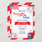 我々の小さな爆竹は一つの誕生日を回している 招待状 (正面/裏面)