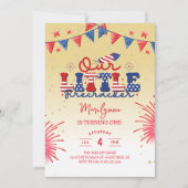 我々の小さな爆竹イエロー1st誕生日パーティー 招待状 (正面)