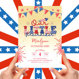 我々の小さな爆竹イエロー1st誕生日パーティー 招待状