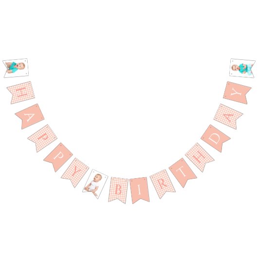 我々の小さな甘いピーチワンベビーファースト誕生日 バンティングフラッグ (全)