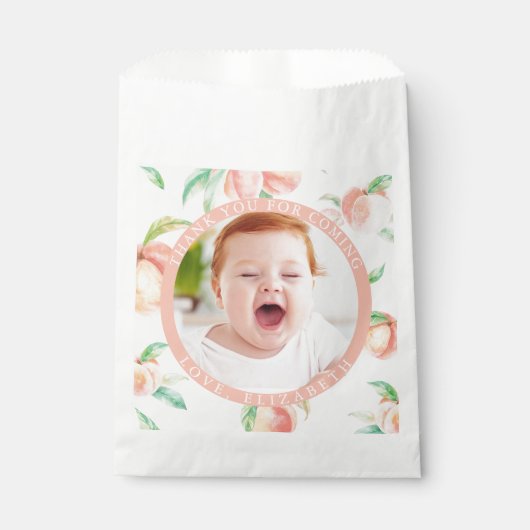 我々の小さな甘い桃は1つの女の子ファースト誕生日 フェイバーバッグ (正面)