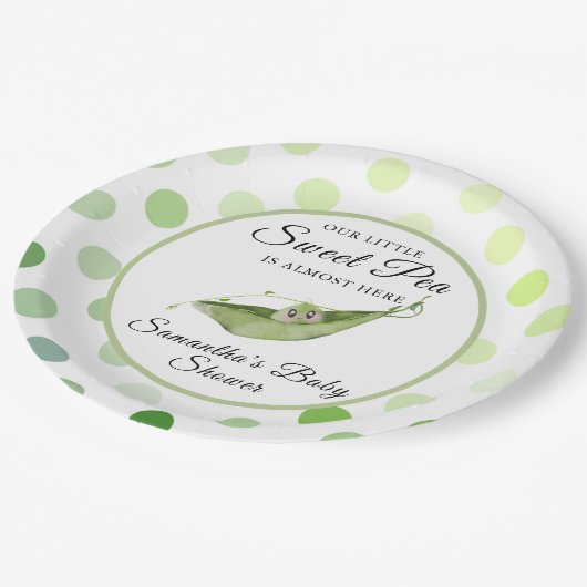 我々の小さな甘い豆はほとんどここにシャワー ペーパープレート (アングル)