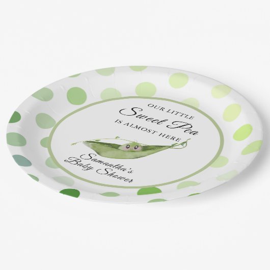 我々の小さな甘い豆はほとんどここにシャワー ペーパープレート (アングル)