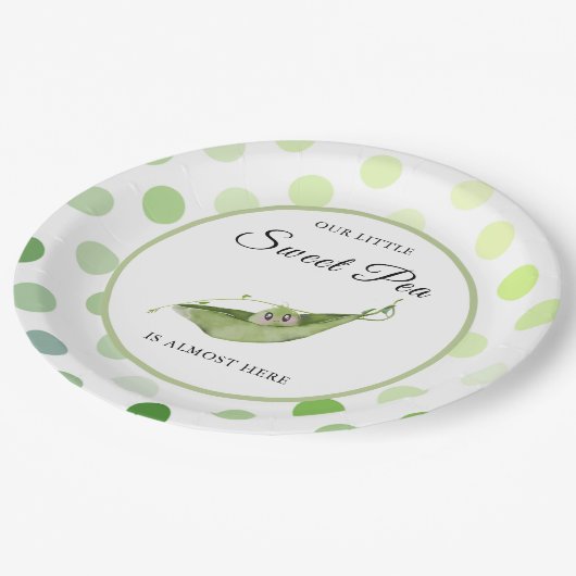 我々の小さな甘い豆はほとんどここにシャワー ペーパープレート (アングル)