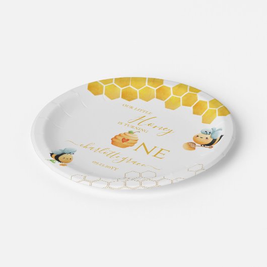 我々の小さな蜂蜜は一つの蜂のパーティーを回している ペーパープレート (アングル)