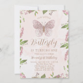 我々の小さな蝶が一歳の誕生日を迎える 招待状 (正面)