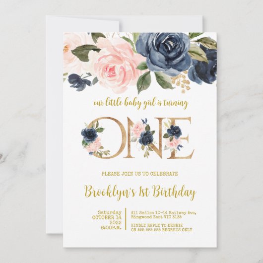 我々の小さな赤ん坊の女の子はONE招待状 招待状 (正面)