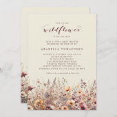我々の小さな野花の秋フローラ赤ちゃんシャワー 招待状 (正面/裏面)