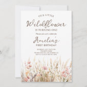 我々の小さな野花ガールファースト誕生日 招待状 (正面)