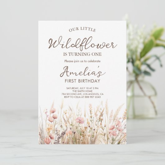 我々の小さな野花ガールファースト誕生日 招待状 (スタンド正面)