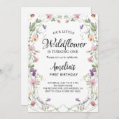 我々の小さな野花ガール誕生日 招待状 (正面/裏面)