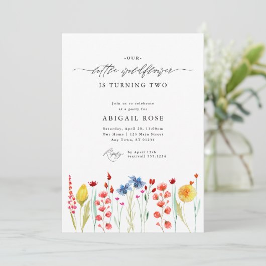 我々の小さな野花牧草地縁ど誕生日 招待状 (スタンド正面)