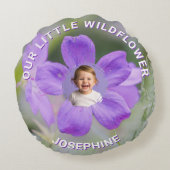 我々の小さな野花薄紫ゼラニウムカスタム写真 ラウンドクッション (裏面)