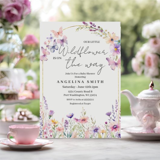 我々の小さな野草のフローラの赤ちゃんシャワー 招待状