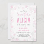 我々の小さな雪の結晶 | ガールファースト誕生日 招待状 (正面)