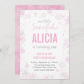 我々の小さな雪の結晶 | ガールファースト誕生日 招待状 (正面/裏面)