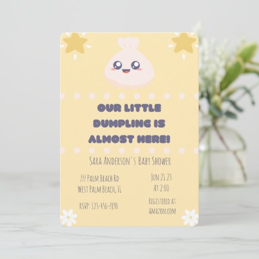 我々の小さな餃子はほとんどBaby Shower Inv 招待状 (スタンド正面)