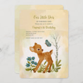 我々の小さな鹿のバースデーパーティ招待状 招待状 (正面/裏面)