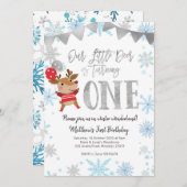 我々の小さな鹿は冬の誕生日 招待状 (正面/裏面)