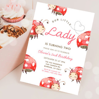 我々の小さなLadybug女の子の誕生日パーティー 招待状