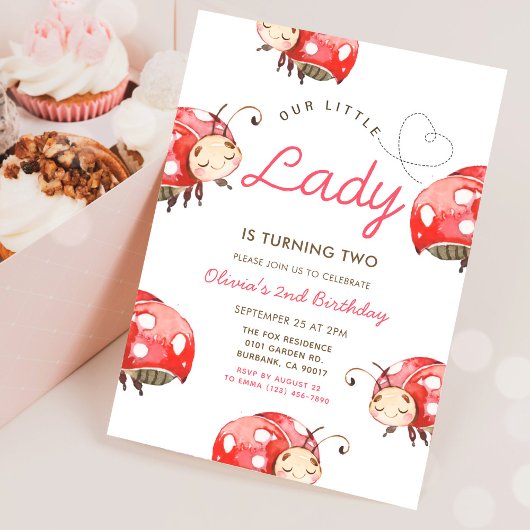 我々の小さなLadybug女の子の誕生日パーティー 招待状