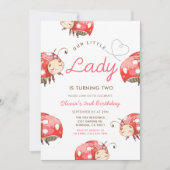 我々の小さなLadybug女の子の誕生日パーティー 招待状 (正面)