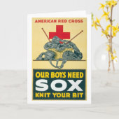 我々の少年たちはソックスが必要だ – あなたのビットを編む カード (黄色い花)