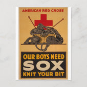 我々の少年たちはソックス赤十字世界大戦が必要2 ポストカード (正面)