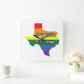 我々の州のプライド |テキサス州 スクエア壁時計 (ホーム)