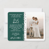 我々の得グリッターハートフォトエメラルドホワイト 招待状 (正面)