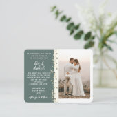 我々の得グリッターハートフォトパイングリーン金ゴールド 招待状 (スタンド正面)