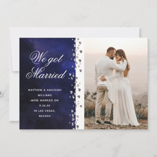 我々の得グリッターハート写真の飛び出し宇宙 招待状 (正面)