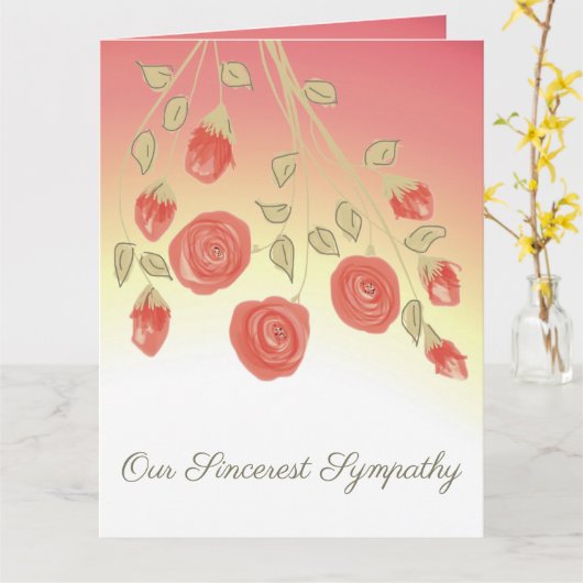 我々の心からの悔やみや弔慰 カード (黄色い花)