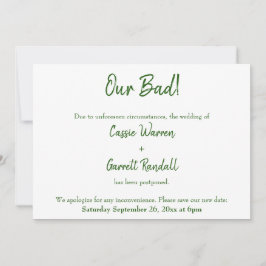 我々の悪い緑の白は延期結婚発表 招待状