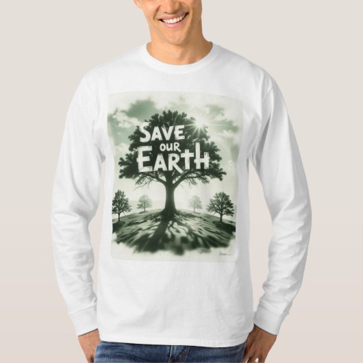「我々の惑星を育てる:自然を求保護める」 Tシャツ (正面)