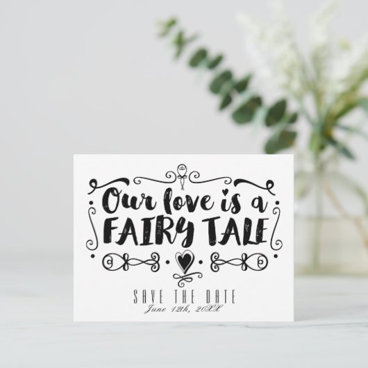 我々の愛のおとぎ話の結婚式は日付を保存 案内ポストカード (スタンド正面)