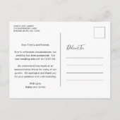 我々の愛は忍耐強い写真の結婚延期である 案内ポストカード (裏面)