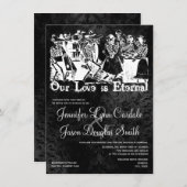 我々の愛は永遠のスケルトン結婚式招待状 招待状 (正面/裏面)