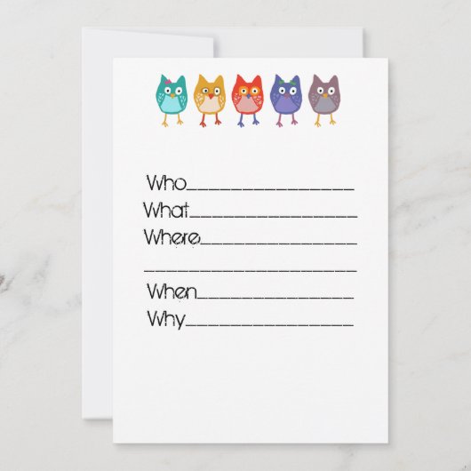 我々の招待の梟 招待状 (裏面)