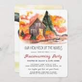 我々の新しいネックオブザウッズ引っ越し祝いパーティーパーティー 招待状 (正面/裏面)