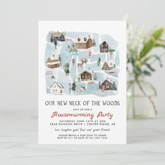 我々の新しいネックオブザウッズ引っ越し祝いパーティーパーティー 招待状 (スタンド正面)