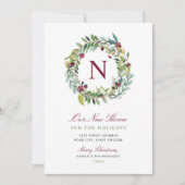 我々の新しいホームウィンターグリーナリーモノグラムリース シーズンカード (正面)